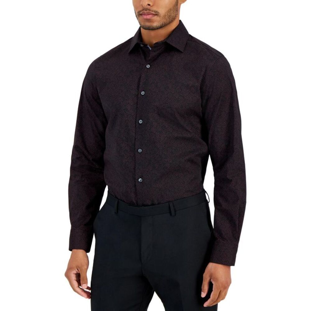 bar III Mens Dot Print Button Down Dress Shirt, NWT